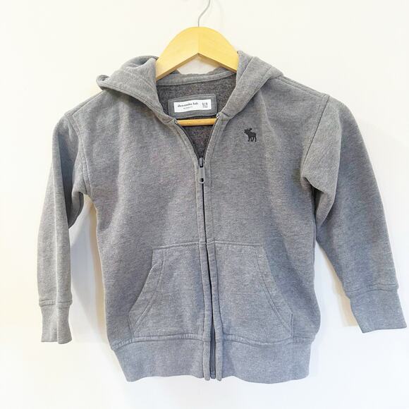 Abercrombie Kids Relaxed Fit Hoodie sz 5-6 Gray Full Zip Hoodie - Picture 1 of 7